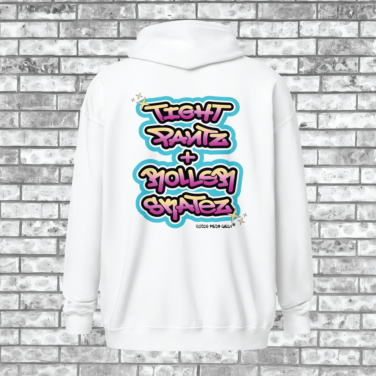 Tight Pantz + Roller Skatez Zip Hoodie - Unisex - White
