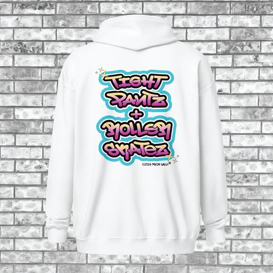 Tight Pantz + Roller Skatez Zip Hoodie - Unisex - White